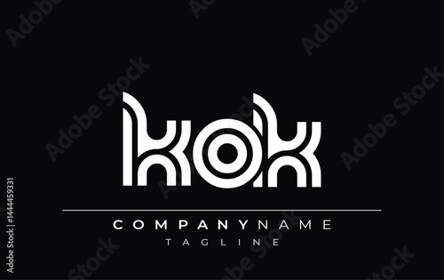 KOK Creative Unique Modern Letter Logo Design. Stylized logo featuring a unique letter design, presenting abstract minimalist aesthetics and modern appeal.