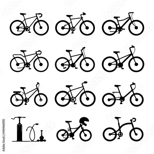 Bicycle Line Icon Set - Minimalist Bike Icons Collection