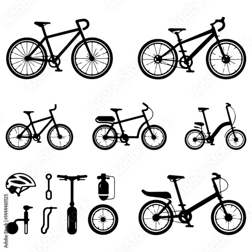 Bicycle Line Icon Set - Minimalist Bike Icons Collection