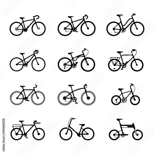 Bicycle Line Icon Set - Minimalist Bike Icons Collection