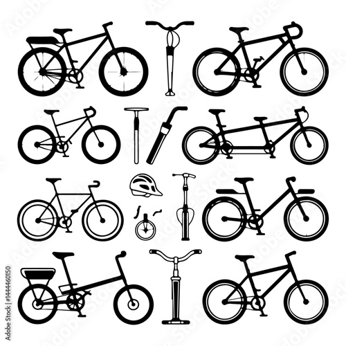 Bicycle Line Icon Set - Minimalist Bike Icons Collection