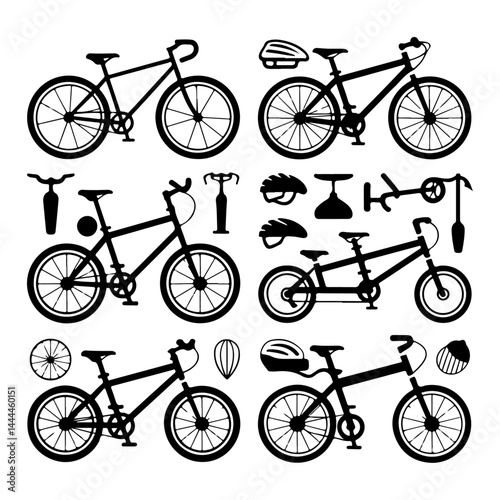 Bicycle Line Icon Set - Minimalist Bike Icons Collection