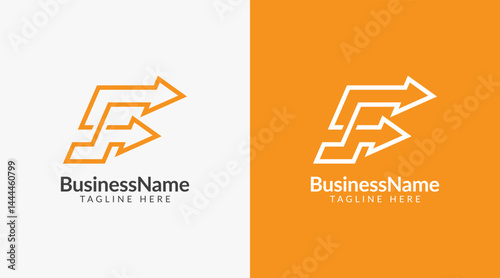 Modern logo mark with letter f and arrow icon bar candlestick for trading, investment, finance, statistic, accounting or marketing business
