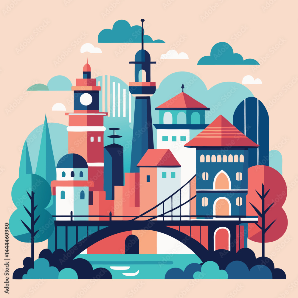 Fototapeta premium cityscape or urban skyline logo