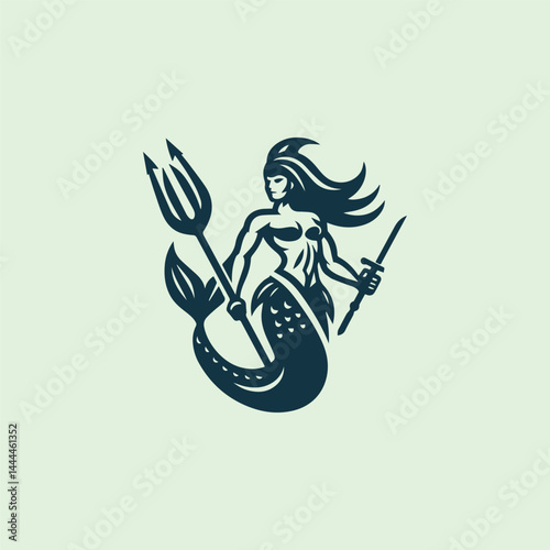 Warrior mermaid logo