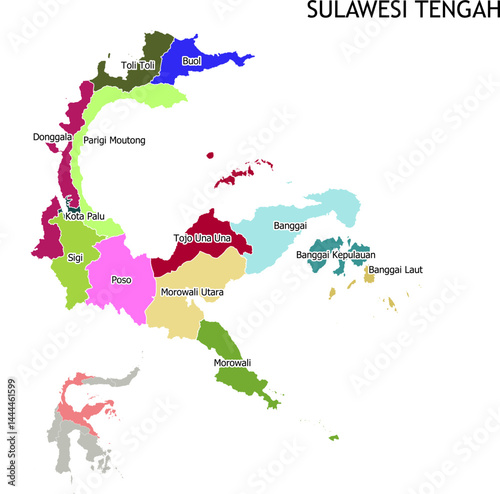 Sulawesi Tengah Boundary Map administrative division Peta Batas Wilayah Administrasi  Indonesia central Sulawesi