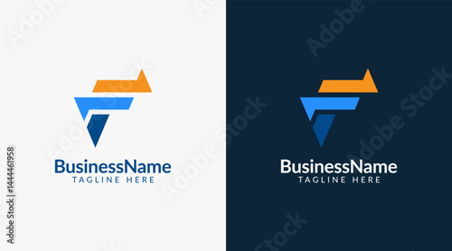 Modern logo mark with letter f and arrow icon bar candlestick for trading, investment, finance, statistic, accounting or marketing business