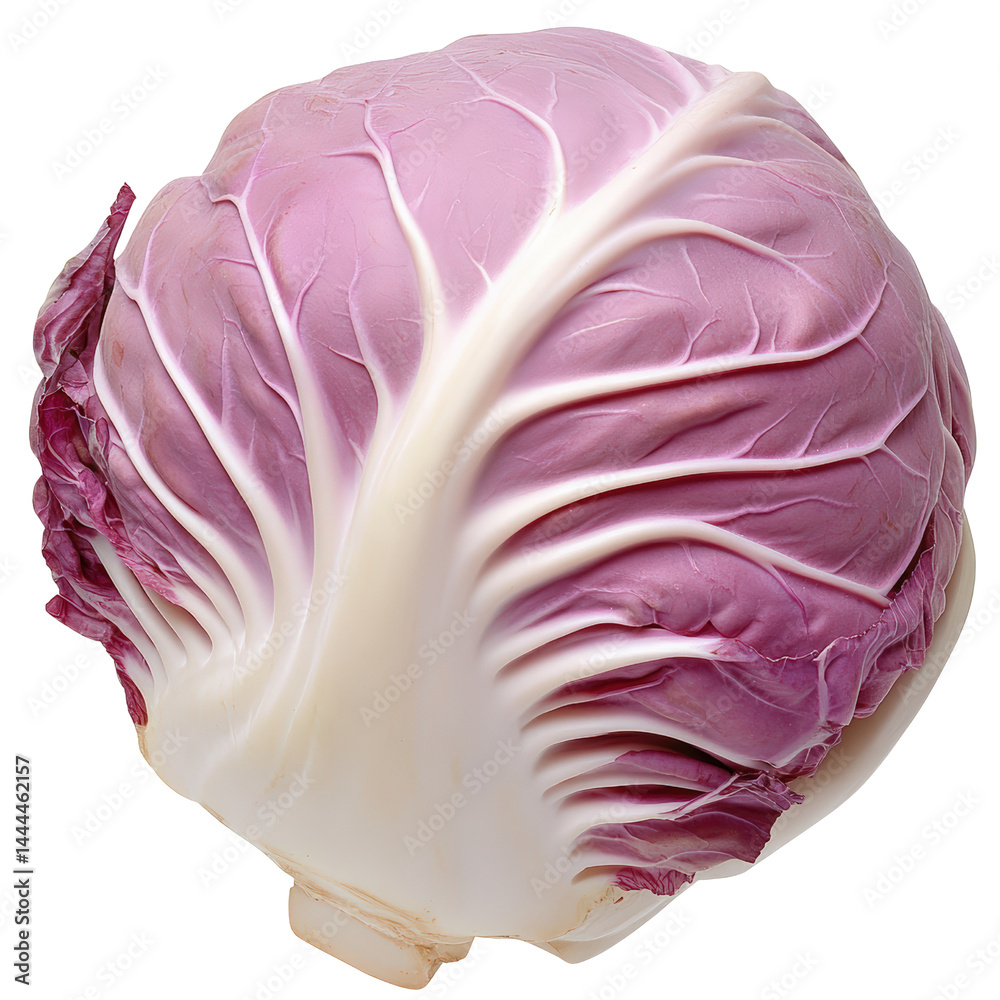 Obraz premium Fresh raw purple cabbage vegetable with a vibrant leafy head and crisp texture, ideal for salads, cooking, health food, plant-based diet, vegetarian meal