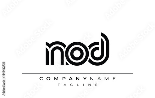 NOD Creative Unique Modern Letter Logo Design. Stylized logo featuring a unique letter design, presenting abstract minimalist aesthetics and modern appeal.