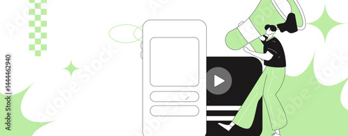 Notification announcement vector creative flat hand drawn illustration
