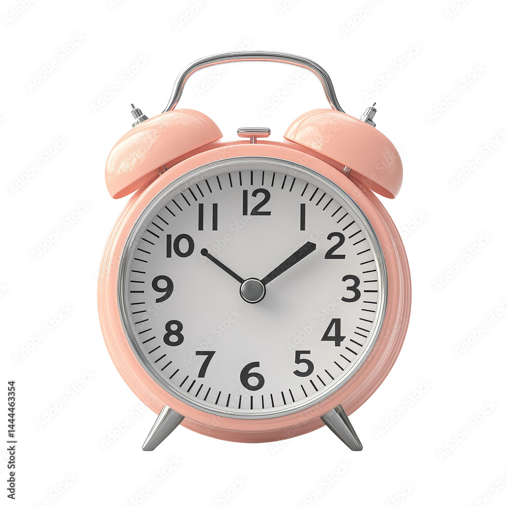 Pink Retro Alarm Clock Timepiece Showing Two OClock Pink Retro Alarm Clock Timepiece Showing Two OClock
