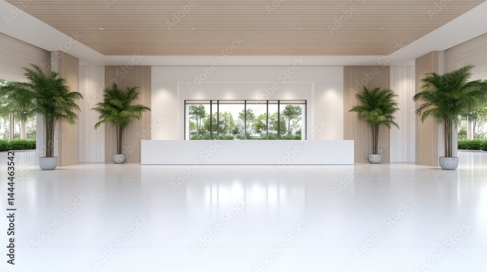 A modern empty event space with white interior design, featuring large windows and potted plants, spacious and minimalistic, and perfect for gatherings. A modern empty event space with white interior design, featuring large windows and potted plants, spacious and minimalistic, and perfect for gatherings.
