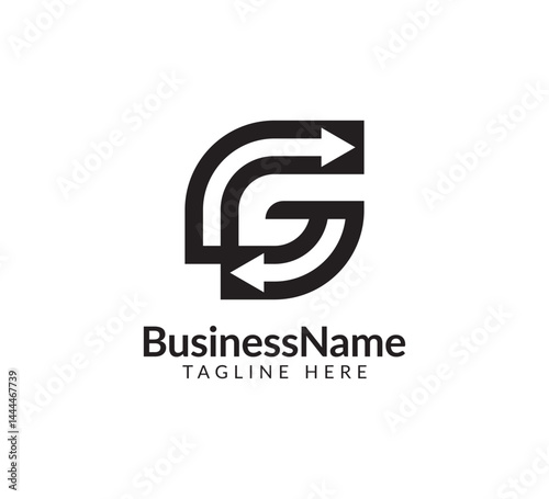 Modern logo mark with letter g and arrow icon bar candlestick for trading, investment, finance, statistic, accounting or marketing business