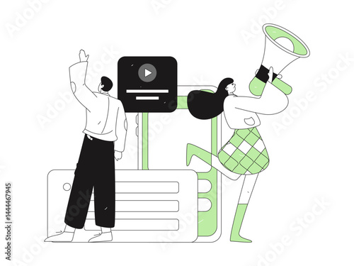 Notification announcement vector creative flat hand drawn illustration
