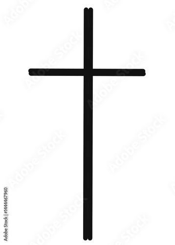 Cross on transparent background, hand-drawn Christian crosses