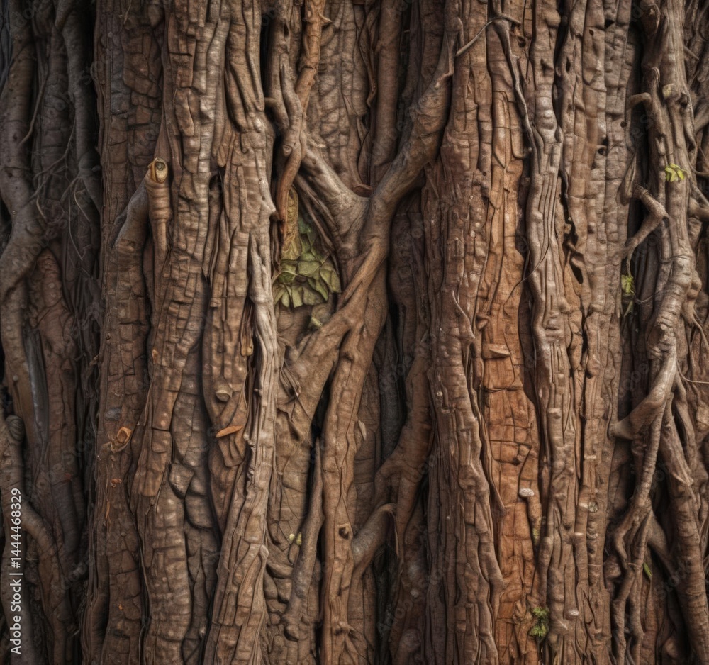 Obraz premium Rough tree bark texture, intricate root system , texture, ecology