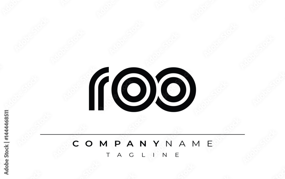 ROO Creative Unique Modern Letter Logo Design. Stylized logo featuring a unique letter design, presenting abstract minimalist aesthetics and modern appeal.