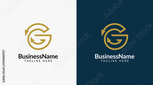 Modern logo mark with letter g and arrow icon bar candlestick for trading, investment, finance, statistic, accounting or marketing business