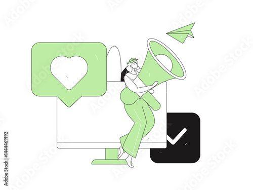 Notification announcement vector creative flat hand drawn illustration
