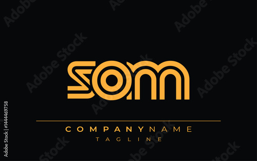 SOM Creative Unique Modern Letter Logo Design. Stylized logo featuring a unique letter design, presenting abstract minimalist aesthetics and modern appeal.
