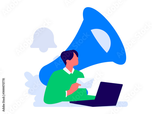 Notification announcement vector creative flat hand drawn illustration
