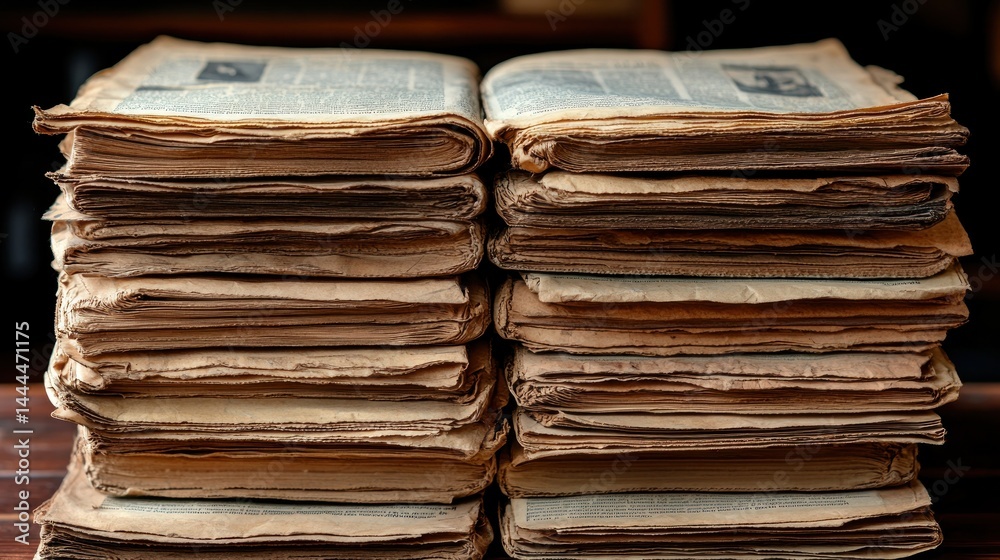 A Stack of Aged Newspapers: A Glimpse into the Past