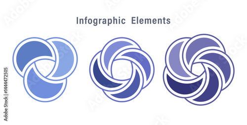 Infographic Elements. Circular Infographic Template. Intersecting Elements for Different Presentations or Reports