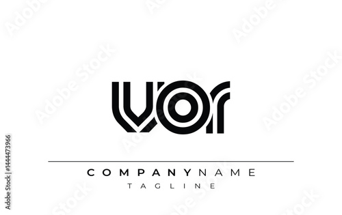 VOR Creative Unique Modern Letter Logo Design. Stylized logo featuring a unique letter design, presenting abstract minimalist aesthetics and modern appeal.