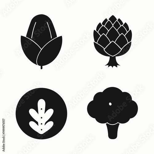 Modern Black Vegetable Icon Pack