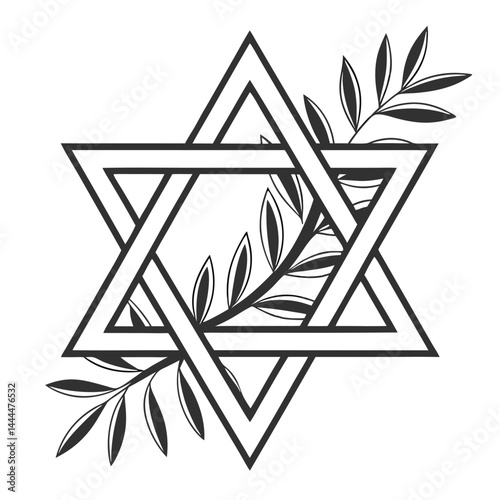 Star of David in Simple Black and White Illustration