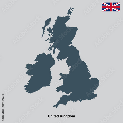 United Kingdom map vector isolated on transparent background