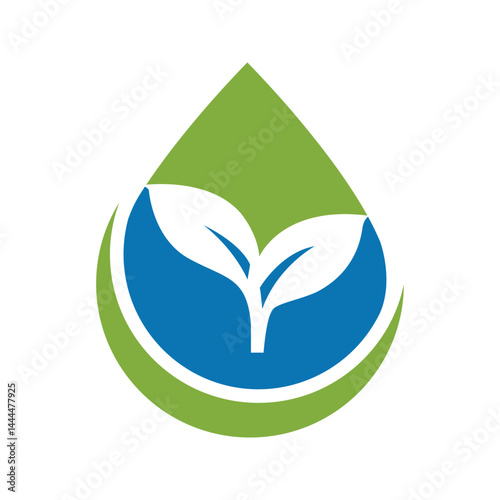 Fresh waterdrop leaf growth logo design symbol vector