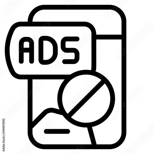 No Ads Line Icon