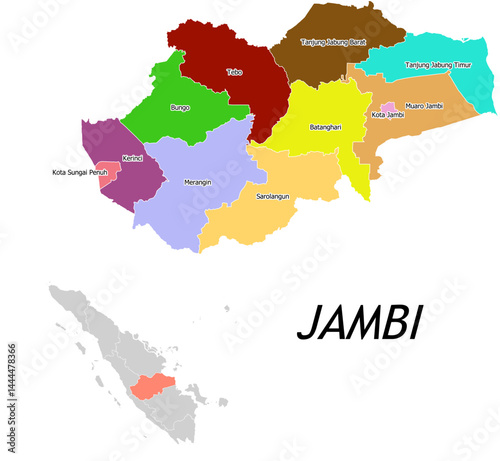 Jambi Boundary Map administrative division Peta Batas Wilayah Administrasi  Indonesia Jambi