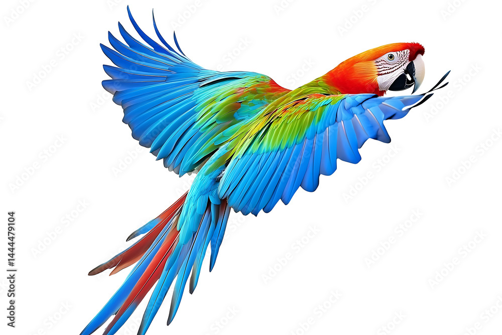 Fototapeta premium yellow macaw isolated on white background PNG. GENERATIVE AI