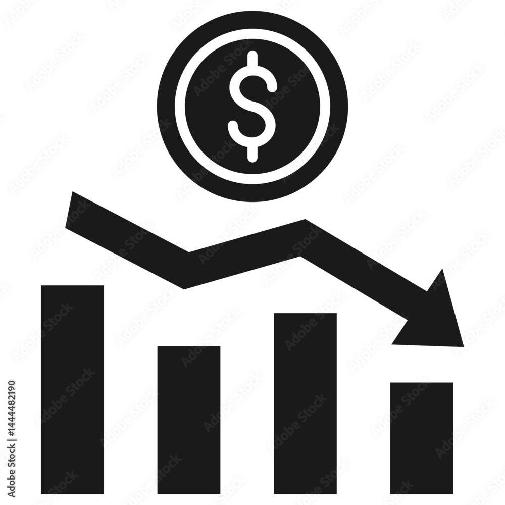 Financial Loss Glyph Icon Financial Loss Glyph Icon