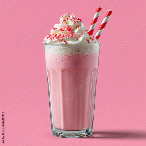 Wallpaper Mural Pink milkshake with straws and cream Torontodigital.ca