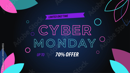 Flat design abstrac cyber monday concept banner