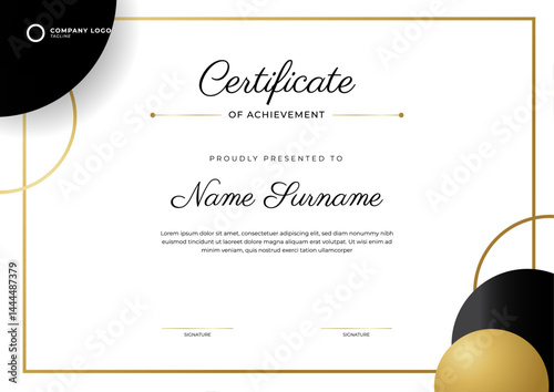 Luxury certificate template with golden color
