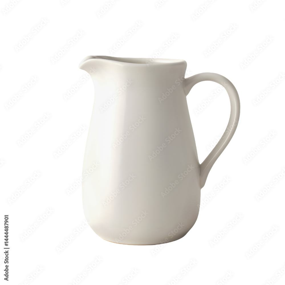 Empty White Ceramic Pitcher Isolated on Transparent Background Empty White Ceramic Pitcher Isolated on Transparent Background