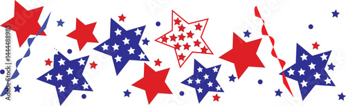 USA Patriotic Stars Banner Vector,American-themed vector banner with red, white, and blue stars, perfect for Independence Day, Memorial Day, and patriotic designs
