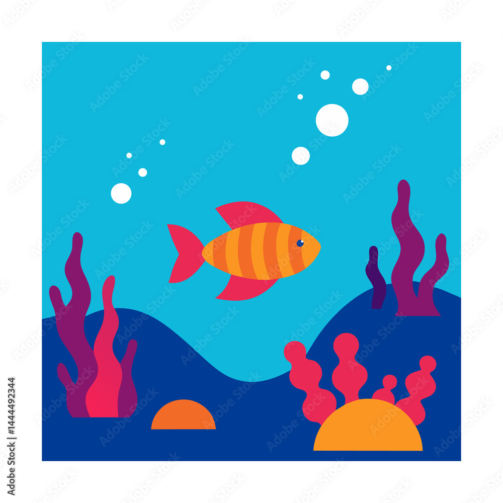 Naklejka premium Summer Beach Background Vector Sand and Ocean Water Scene on White