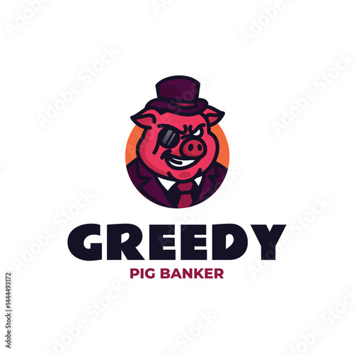Greedy Pig Banker Logo | Funny Business Mascot for Finance, Crypto & Gaming Brands