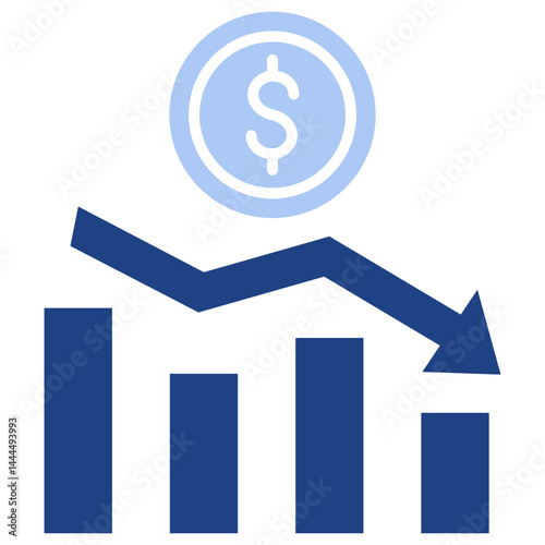 Financial Loss Flat Blue Icon