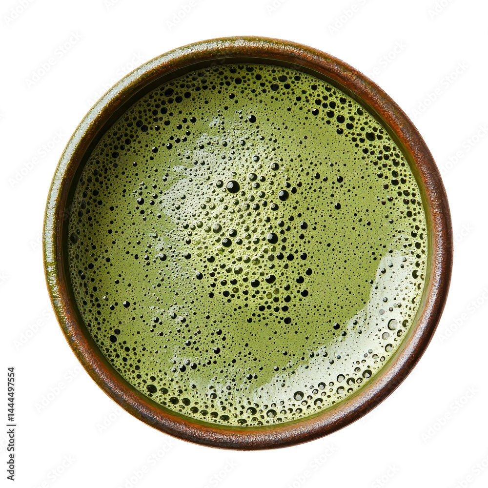 Matcha green tea, rich green tone, isolated on white background. cutout png