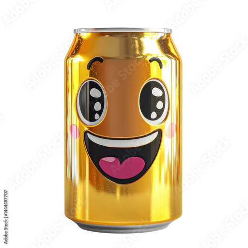 Obraz na płótnie 3D cartoon character-style aluminum can, bright and reflective, isolated on a white background. cutout png w salonie