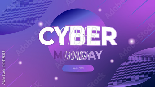 Luxury gradient cyber monday special offer banner with purple and dark blue color