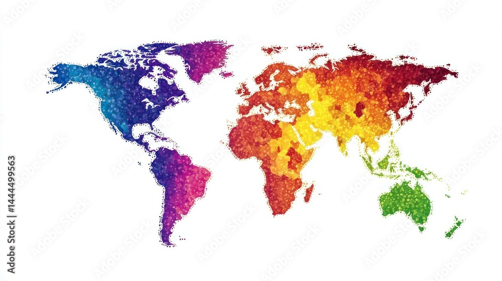 Fototapeta premium A world map shaped by human silhouettes, representing global diversity and unity.