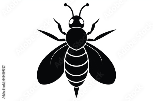 Bee Vector Art illustration. Bee Silhouette. Colorful bee icon. Black and white Bees. Cartoon bee icon set. flying on a dotted route isolated on the white  background