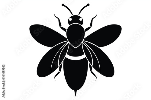 Bee Vector Art illustration. Bee Silhouette. Colorful bee icon. Black and white Bees. Cartoon bee icon set. flying on a dotted route isolated on the white  background